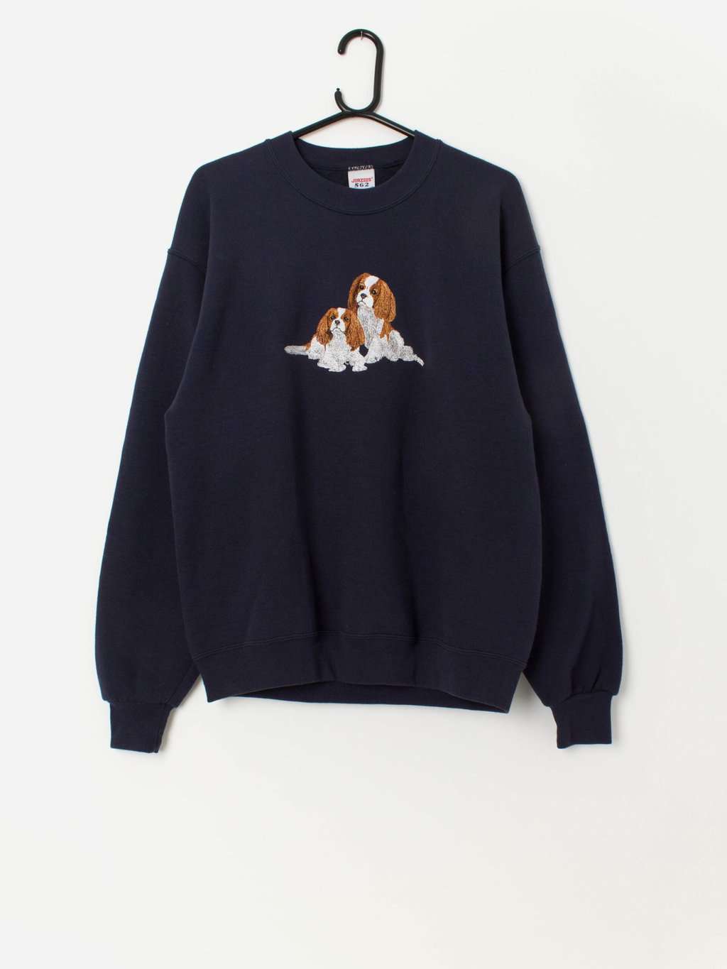 90s vintage Jerzees Spaniel embroidered navy sweatshirt - Medium
