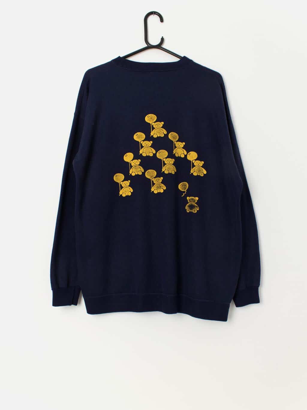 Vintage Joules teddy bear sweatshirt in navy and yellow - XL - Image 3