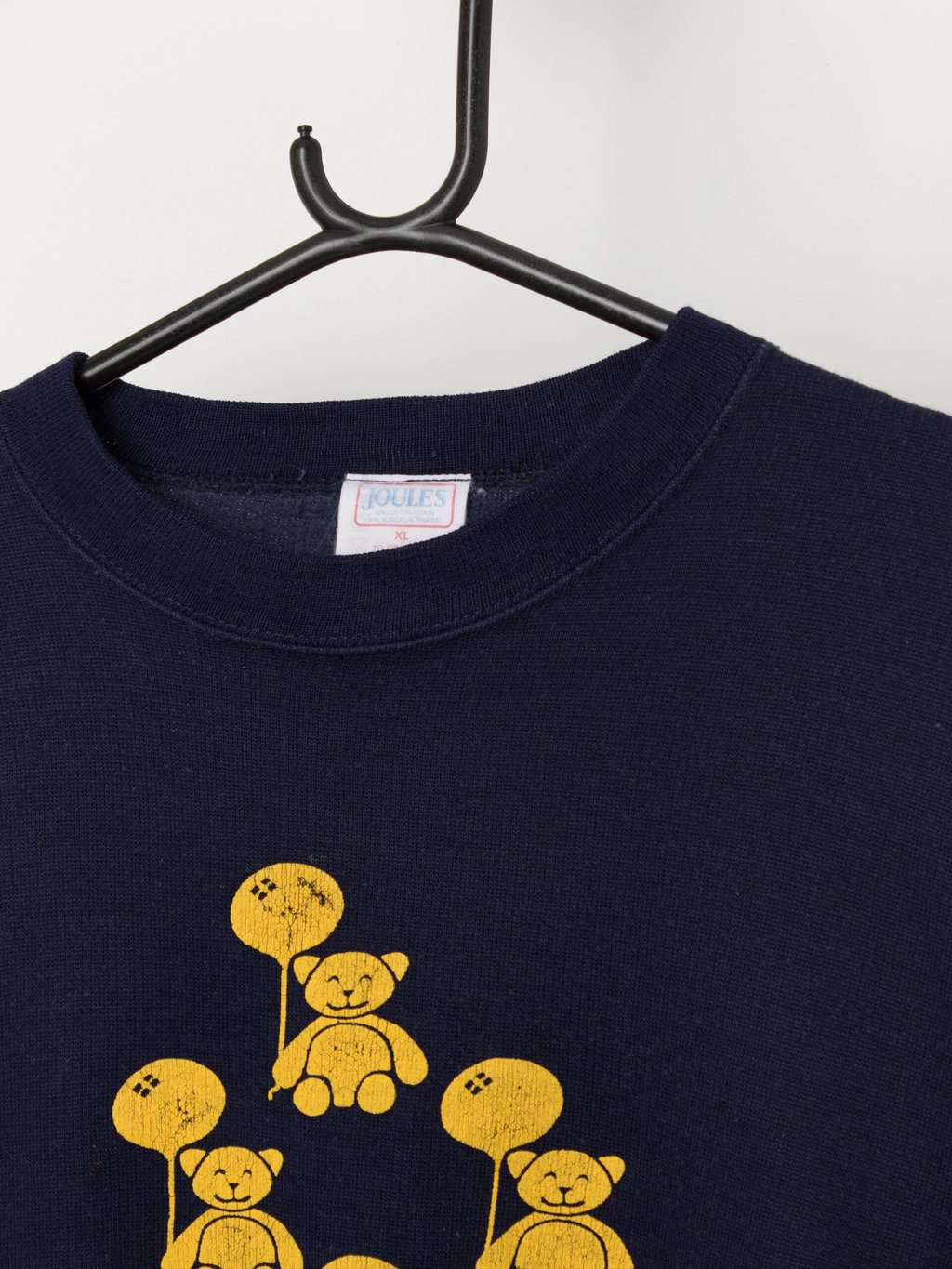 Vintage Joules teddy bear sweatshirt in navy and yellow - XL - Image 2