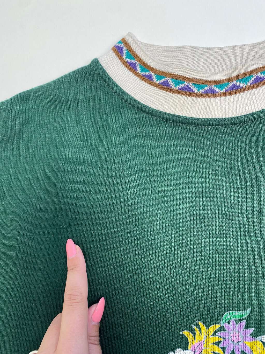 90s vintage forest green floral sweatshirt - Medium - Image 5