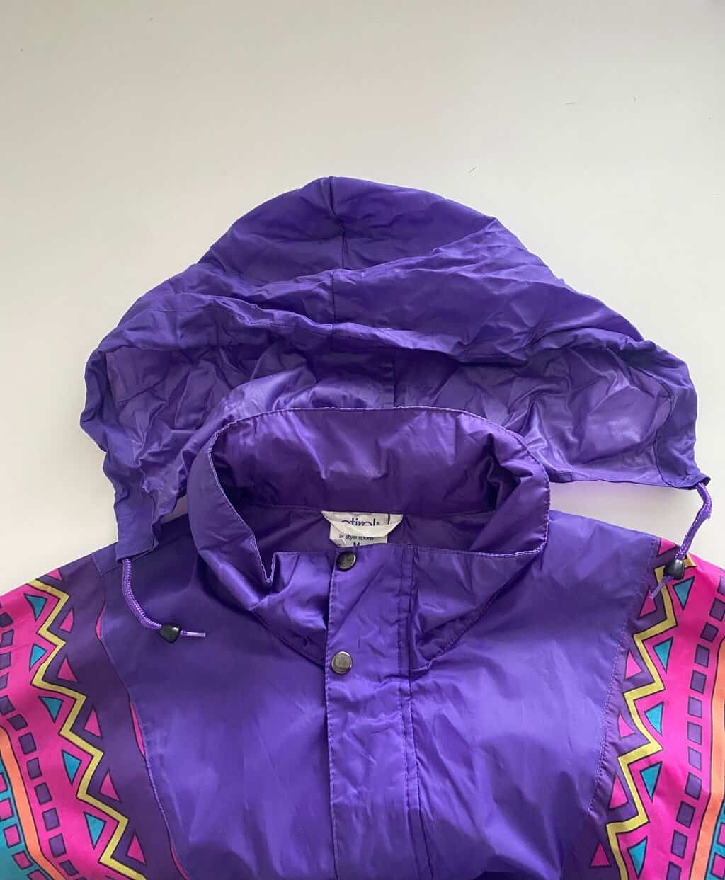 Vintage Etirel colourful rain jacket / windbreaker in purple - XL - Image 4