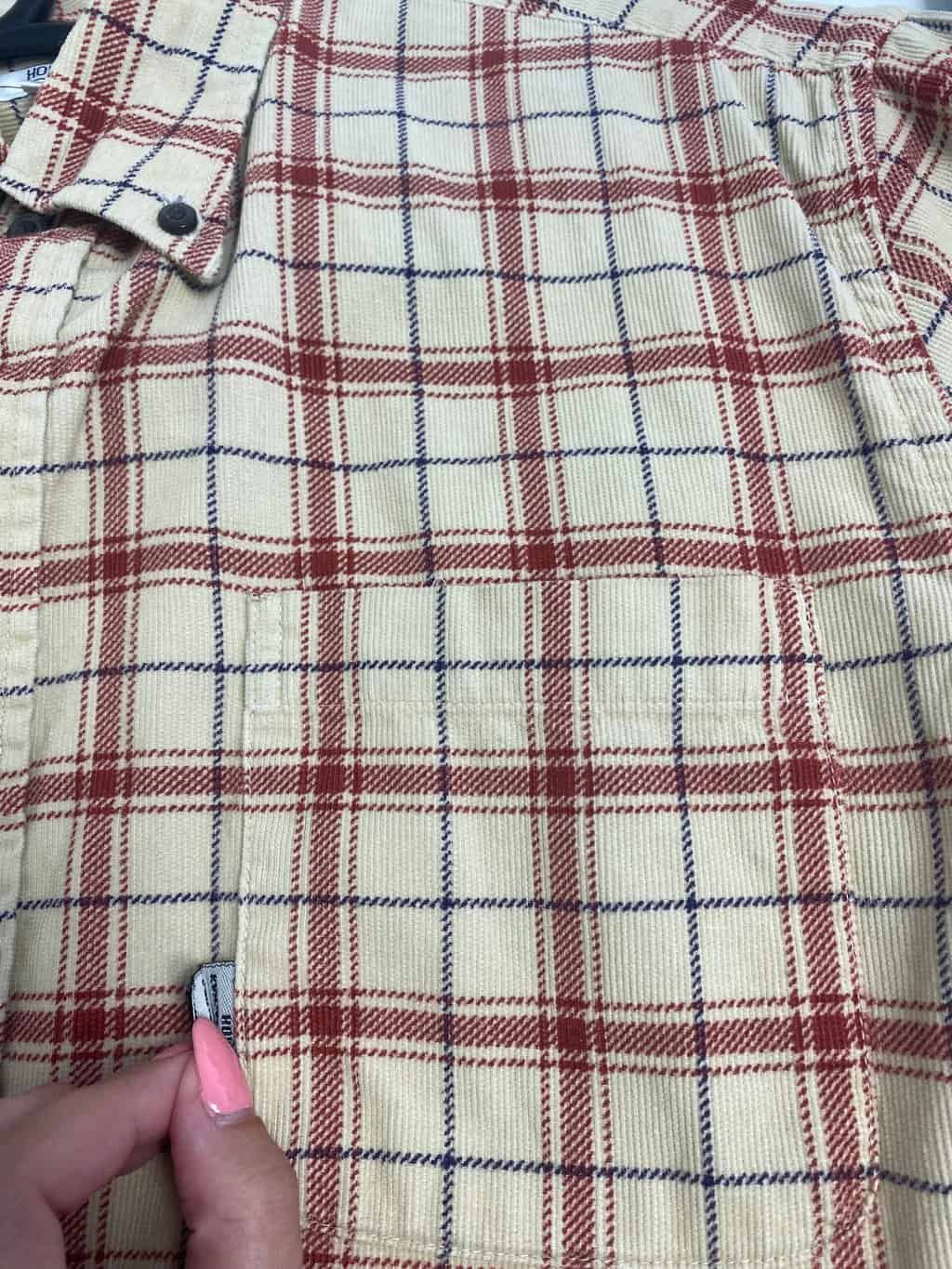 Vintage plaid cord shirt by Kansai Yamamoto in beige, red and blue - Medium - Image 5