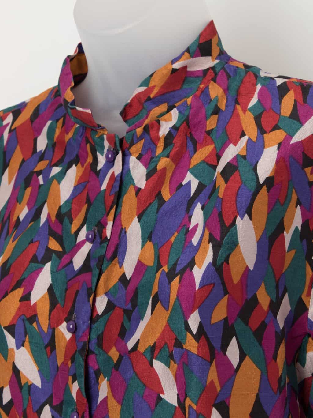 80s vintage handmade silk cropped jacket with bright pattern - Small - Image 2