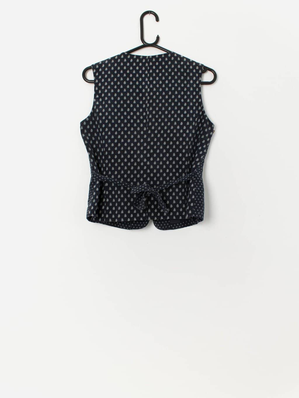 Women's vintage silk waistcoat in navy blue - S / M - Image 2