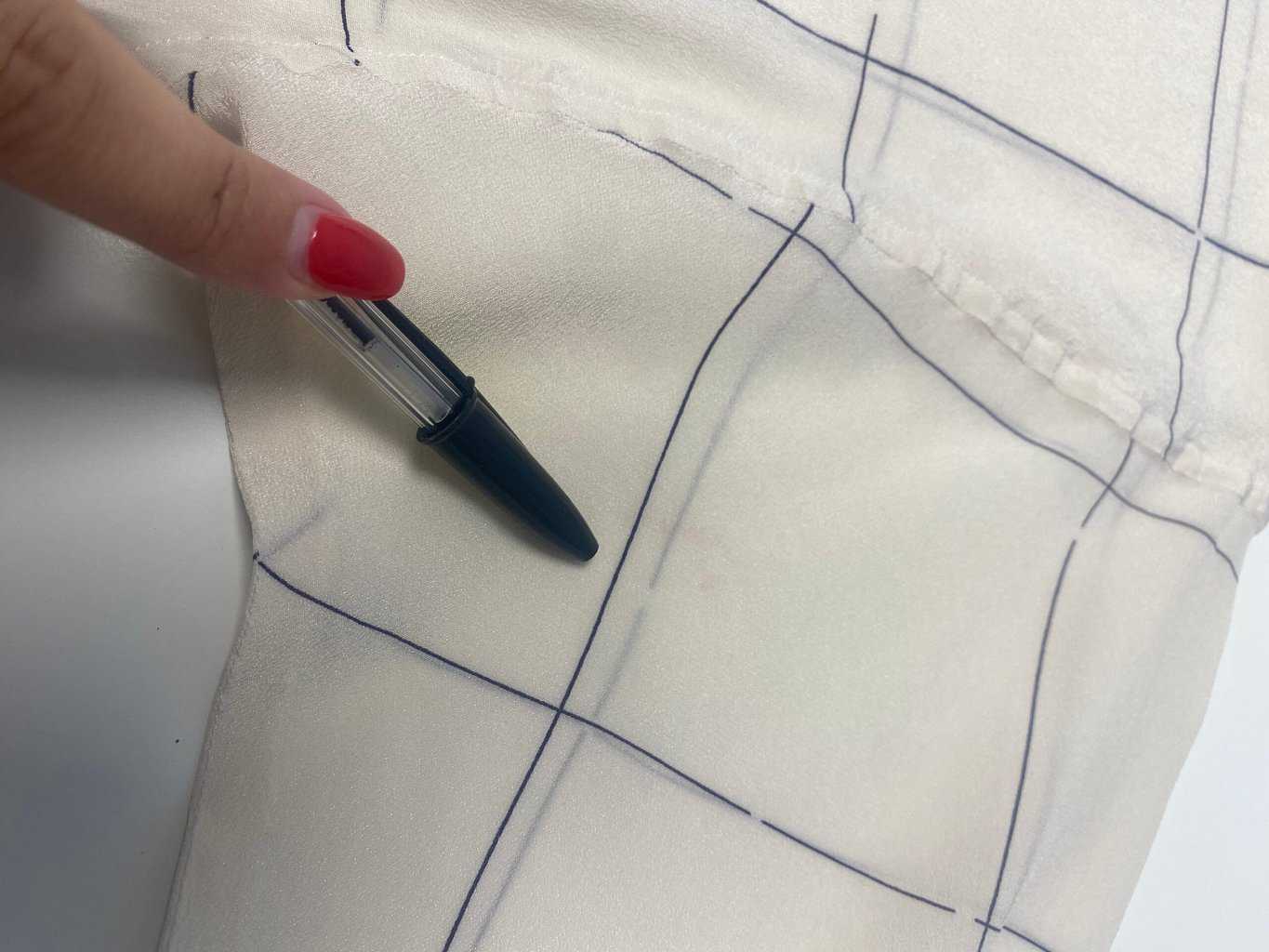 Handmade vintage sheer cream top with black grid pattern - Medium - Image 5