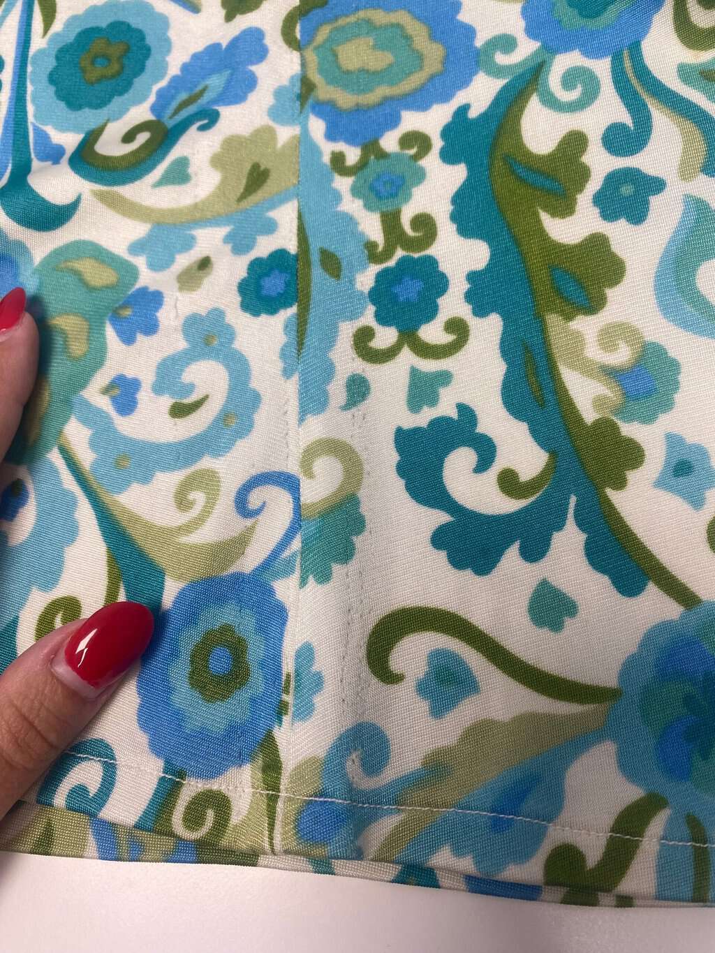 Handmade 70s vintage floral top in blue and green - M/L - Image 4