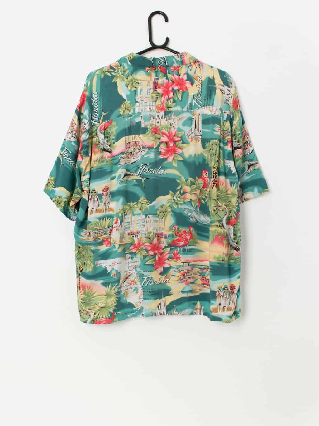 Vintage Hawaiian Florida shirt featuring horses and parrots - Large - Image 3