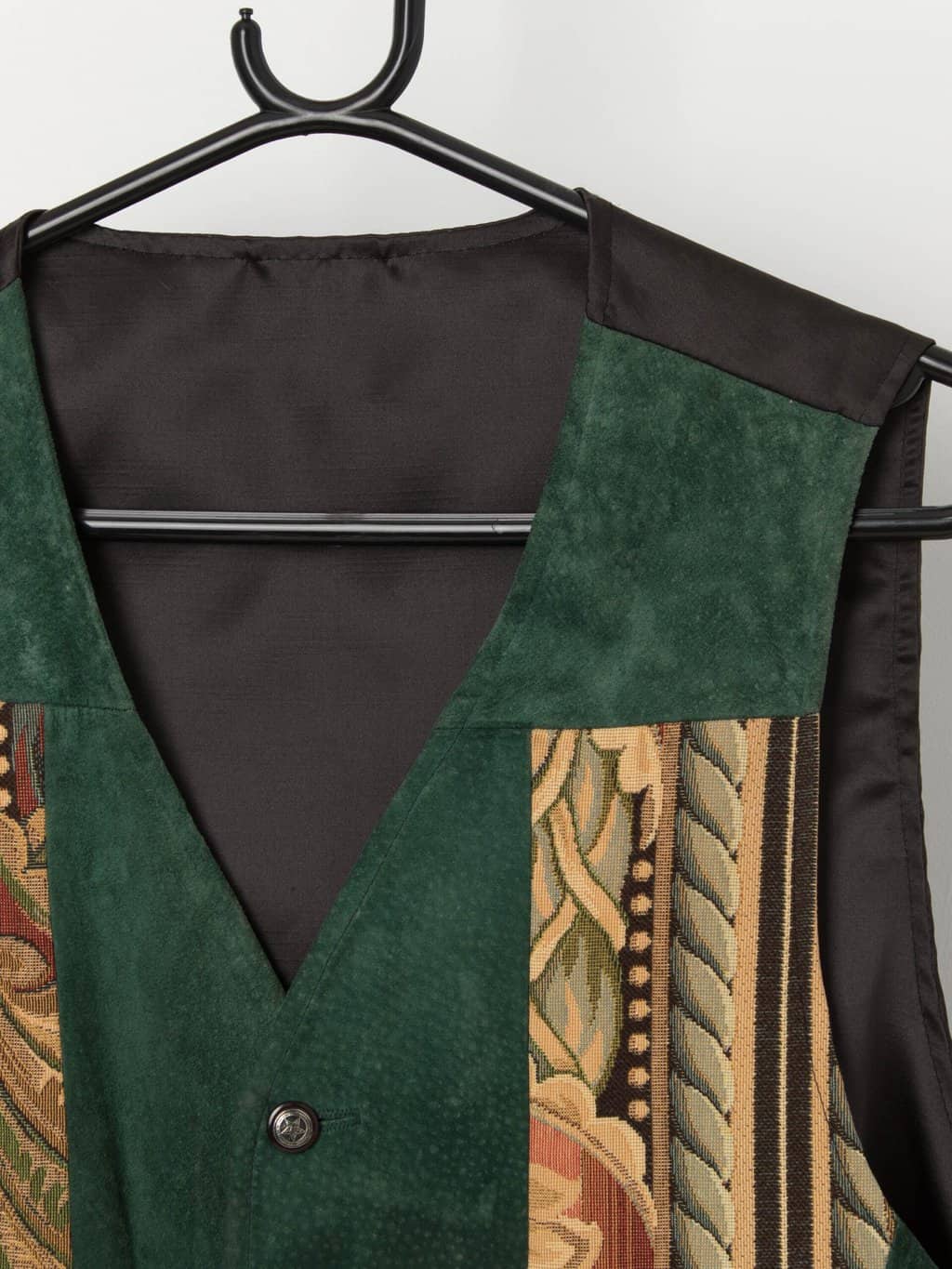 Vintage suede and tapestry waistcoat vest - Large - Image 2