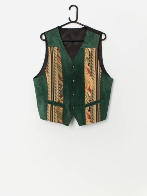 Vintage suede and tapestry waistcoat vest - Large