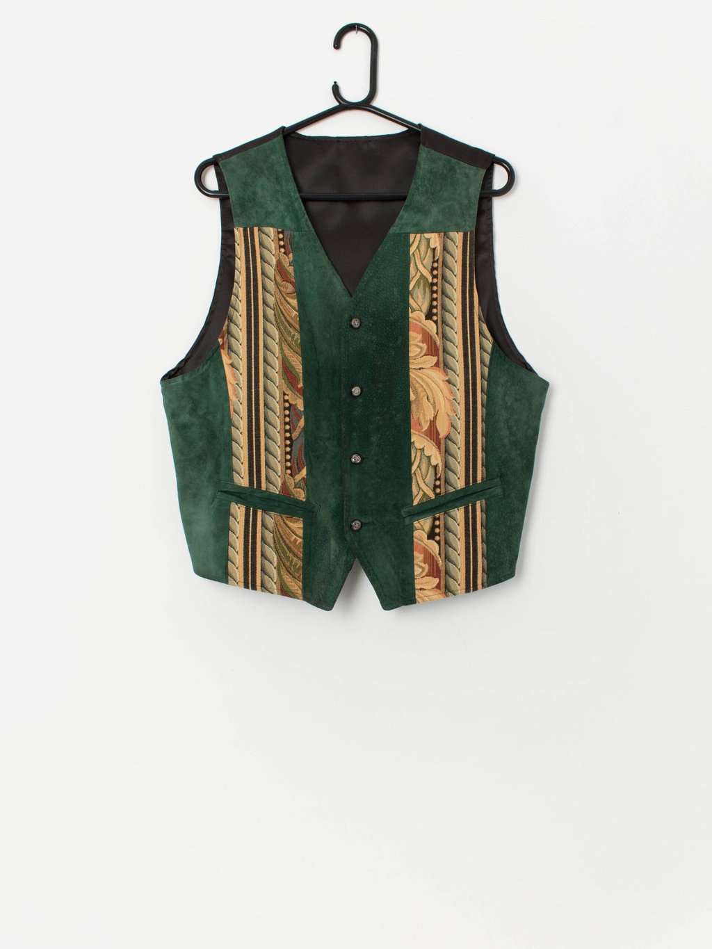 Vintage suede and tapestry waistcoat vest - Large