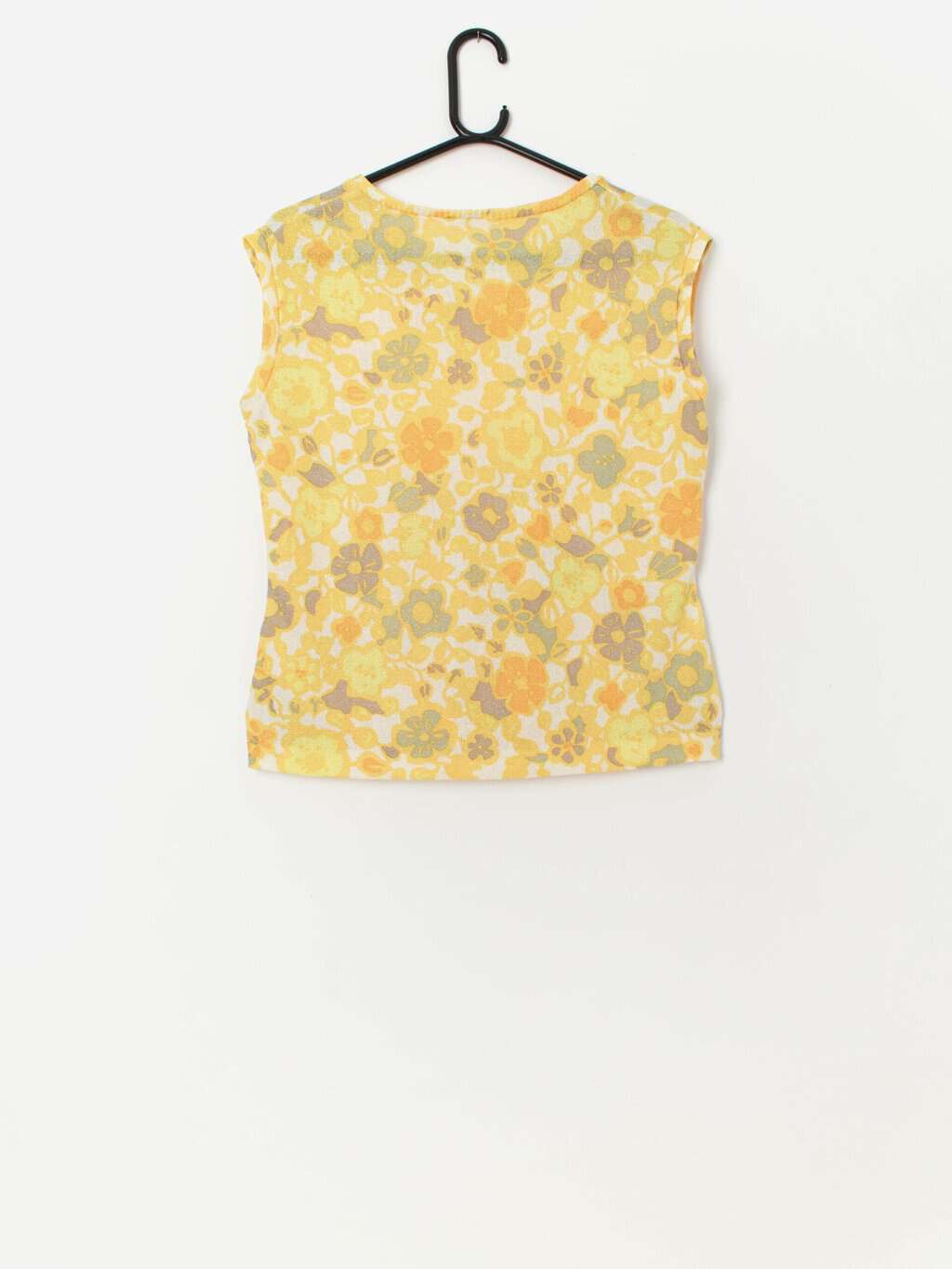 Vintage bright yellow 70s floral top - Medium / Large - Image 3