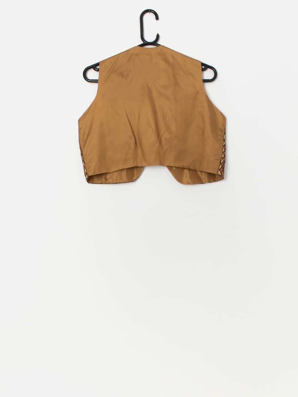 Vintage mirror work vest in golden brown with sunflower pattern - Small / Medium - Image 3