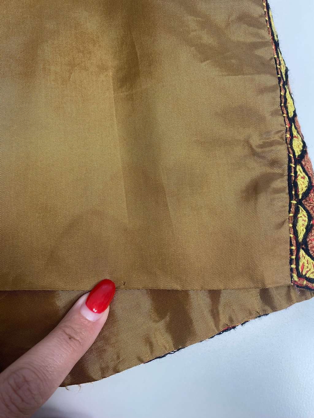 Vintage mirror work vest in golden brown with sunflower pattern - Small / Medium - Image 7