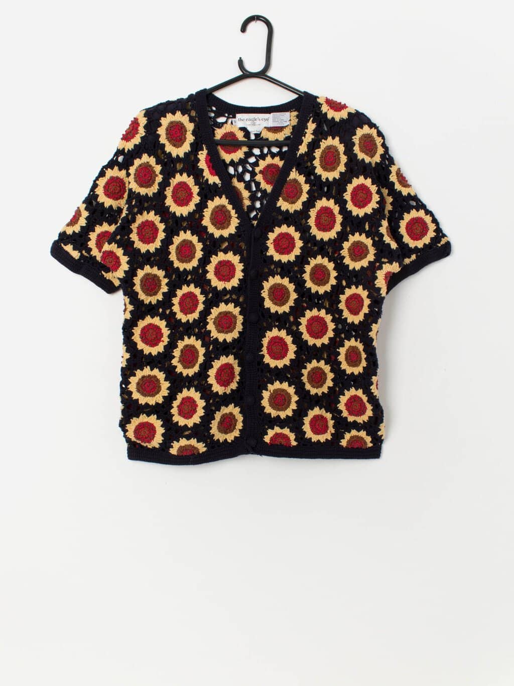 Vintage handknitted The Eagle's Eye sunflower cardigan - Medium