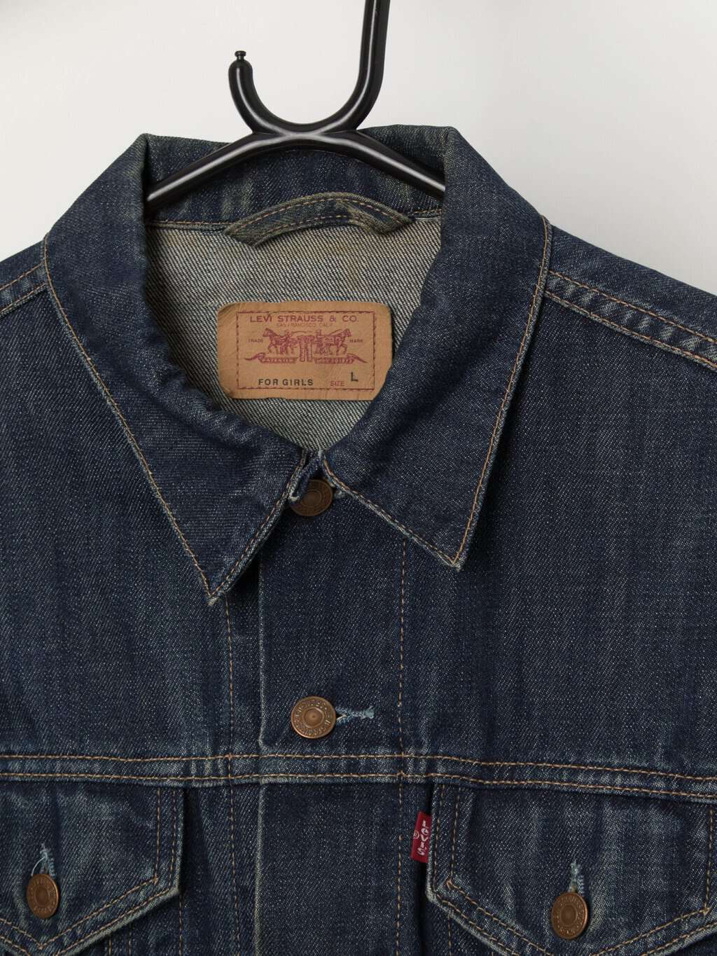 Women's vintage Levis denim jacket for girls, dark blue trucker jacket - Medium - Image 2