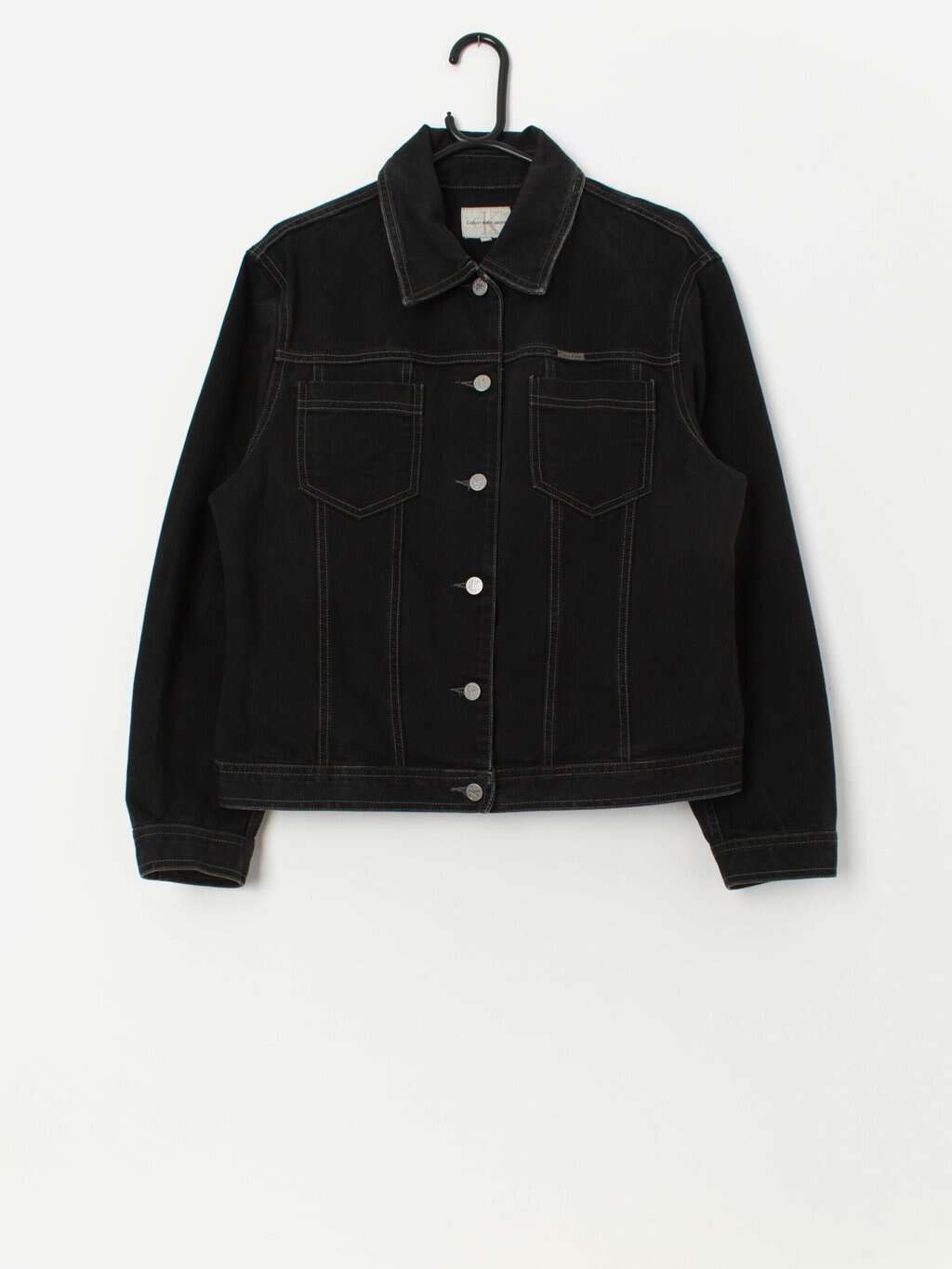 Women's vintage Calvin Klein black denim jacket - Large