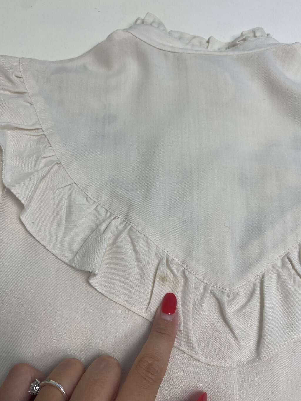 Vintage floral embroidered ruffle front blouse - Medium - Image 4