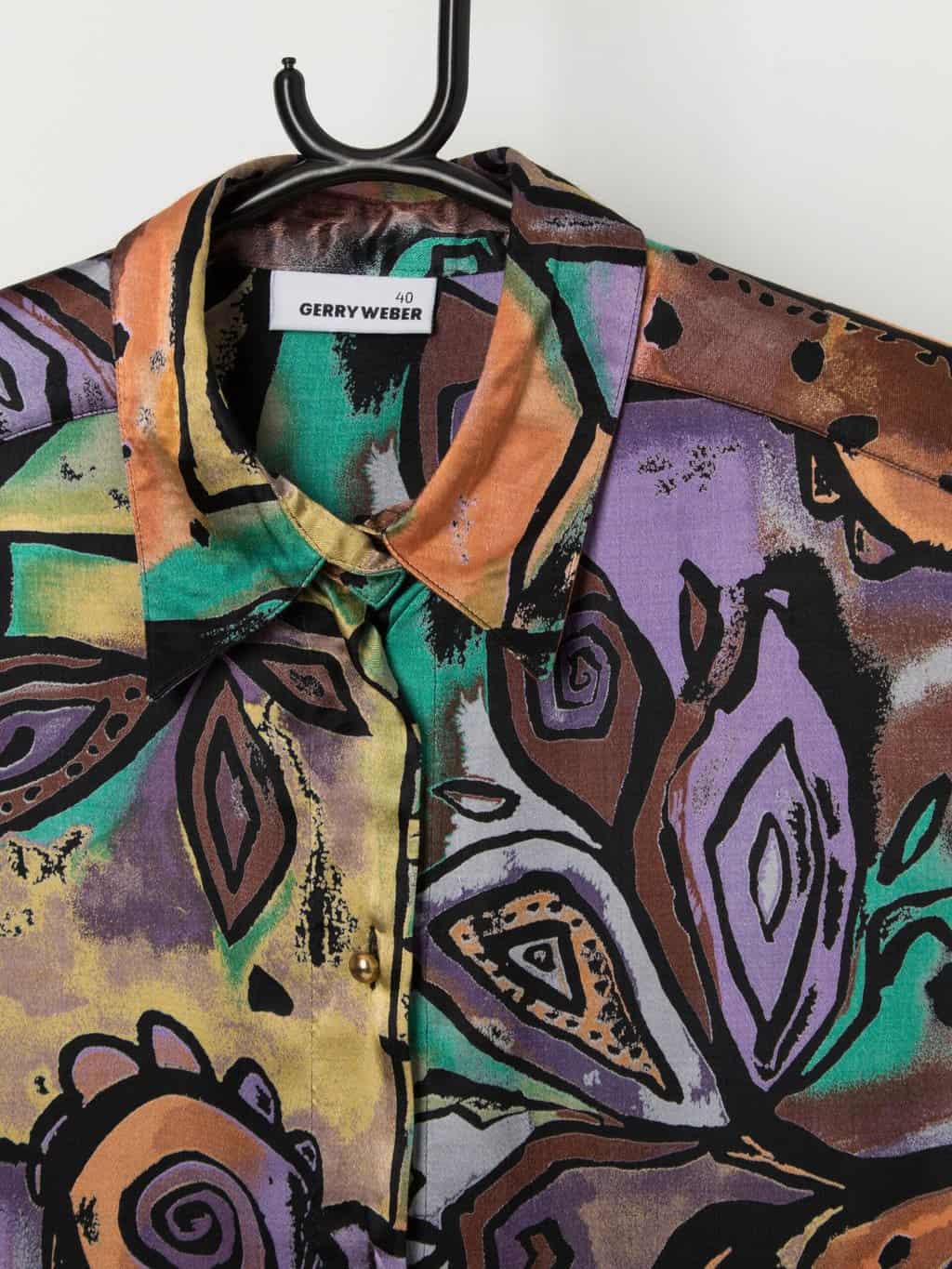 Vintage silky patterned shirt blouse by Gerry Weber - Medium / Large - Image 2
