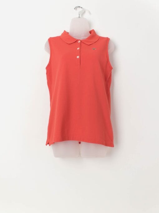 Vintage Lacoste long sleeveless polo in coral - Medium