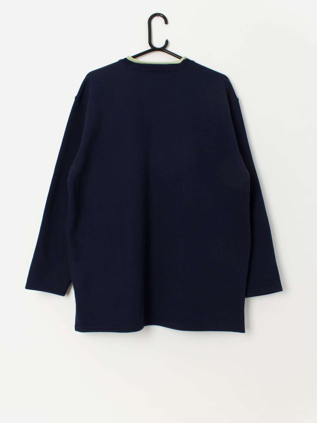 90s vintage wild flower embroidered sweatshirt in navy with boxy fit - Large - Image 3