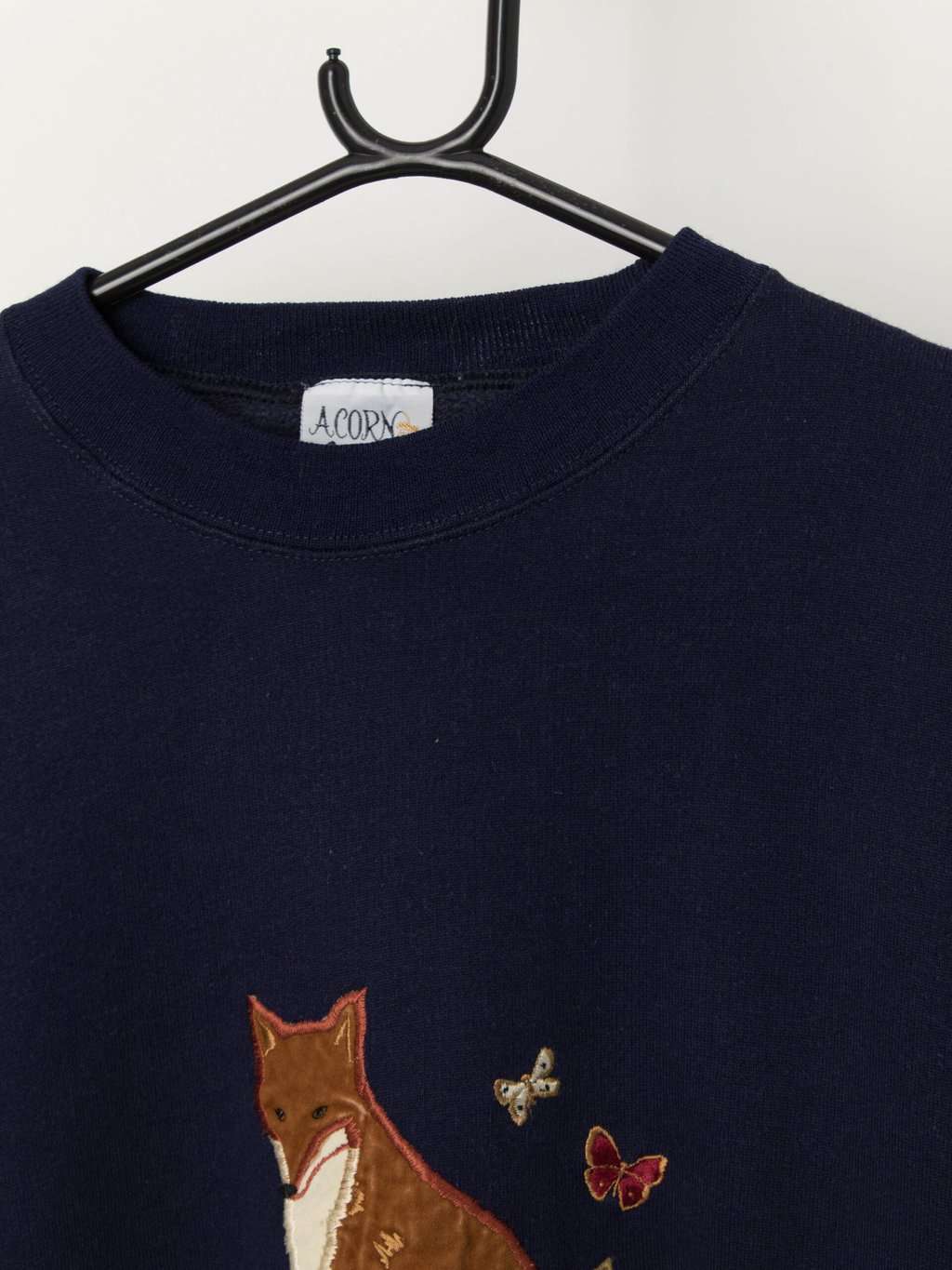 Vintage woodland applique fox sweatshirt in navy - M / L - Image 2