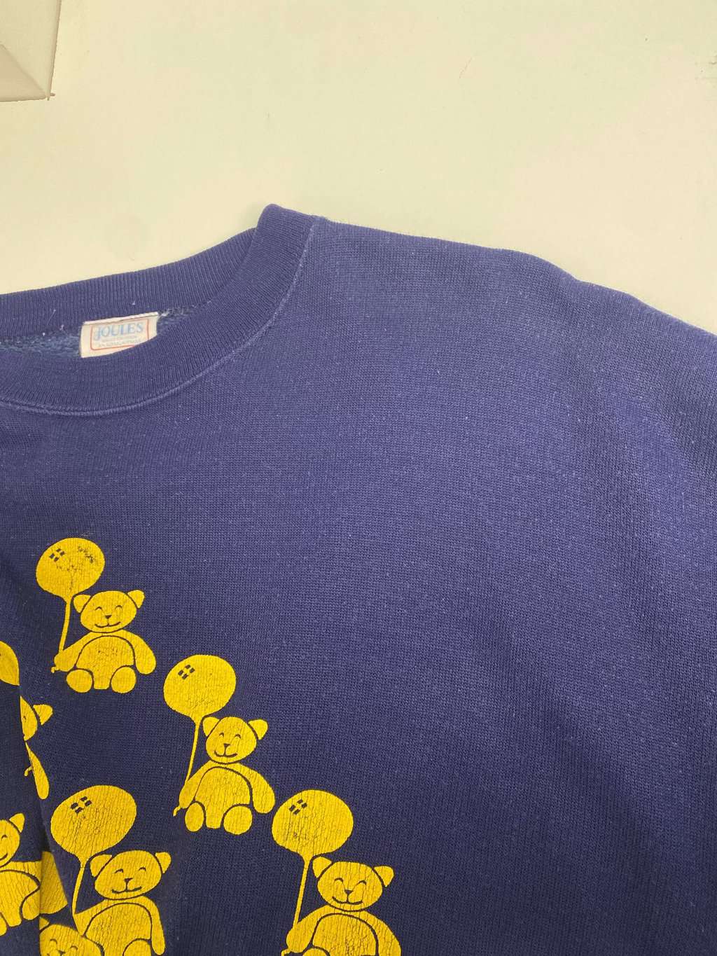 Vintage Joules teddy bear sweatshirt in navy and yellow - XL - Image 4