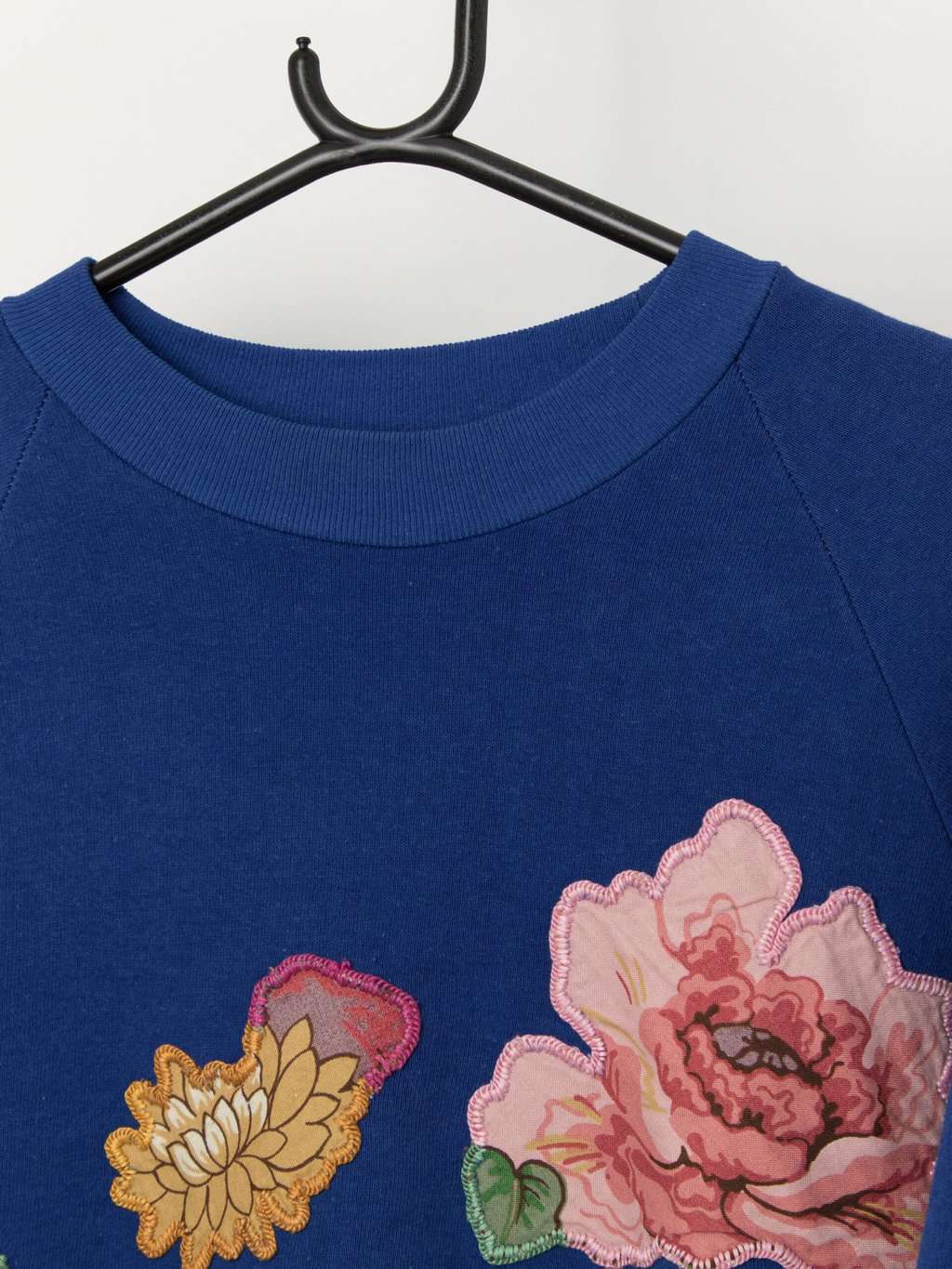 Vintage royal blue floral appliqué sweatshirt - Small / Medium - Image 2