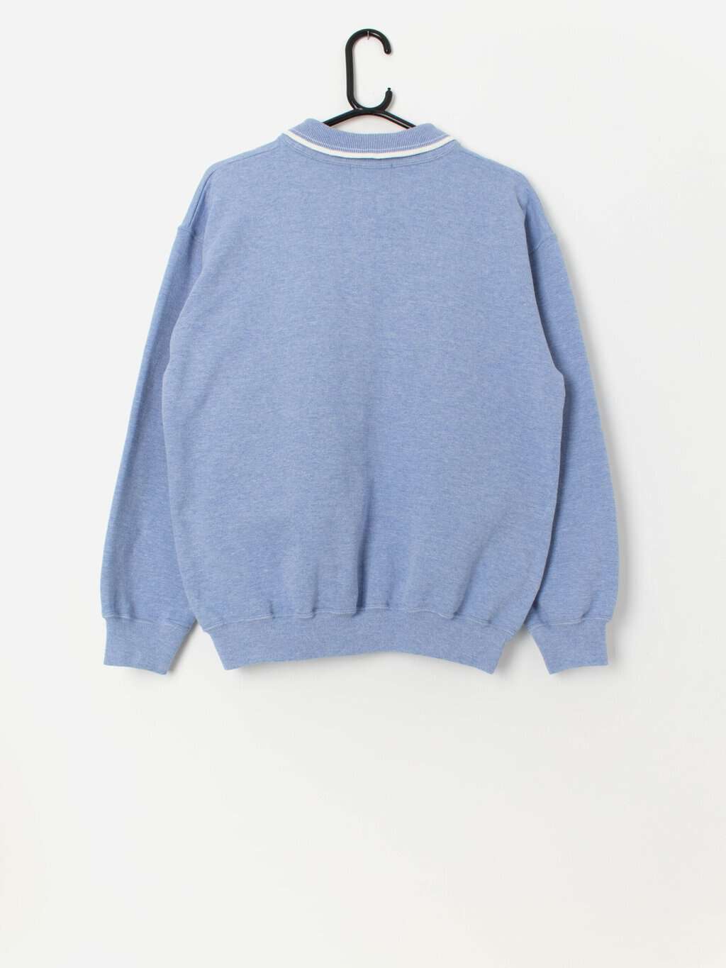 Vintage collared sweatshirt with embroidered dogs in blue - Medium - Image 3