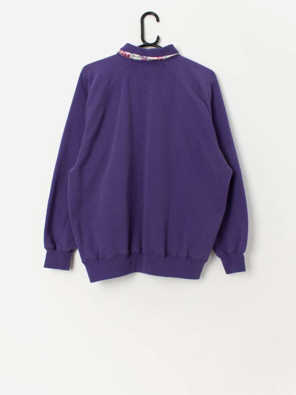 Vintage purple collared sweatshirt with colourful floral embroidery - Large / XL - Image 3