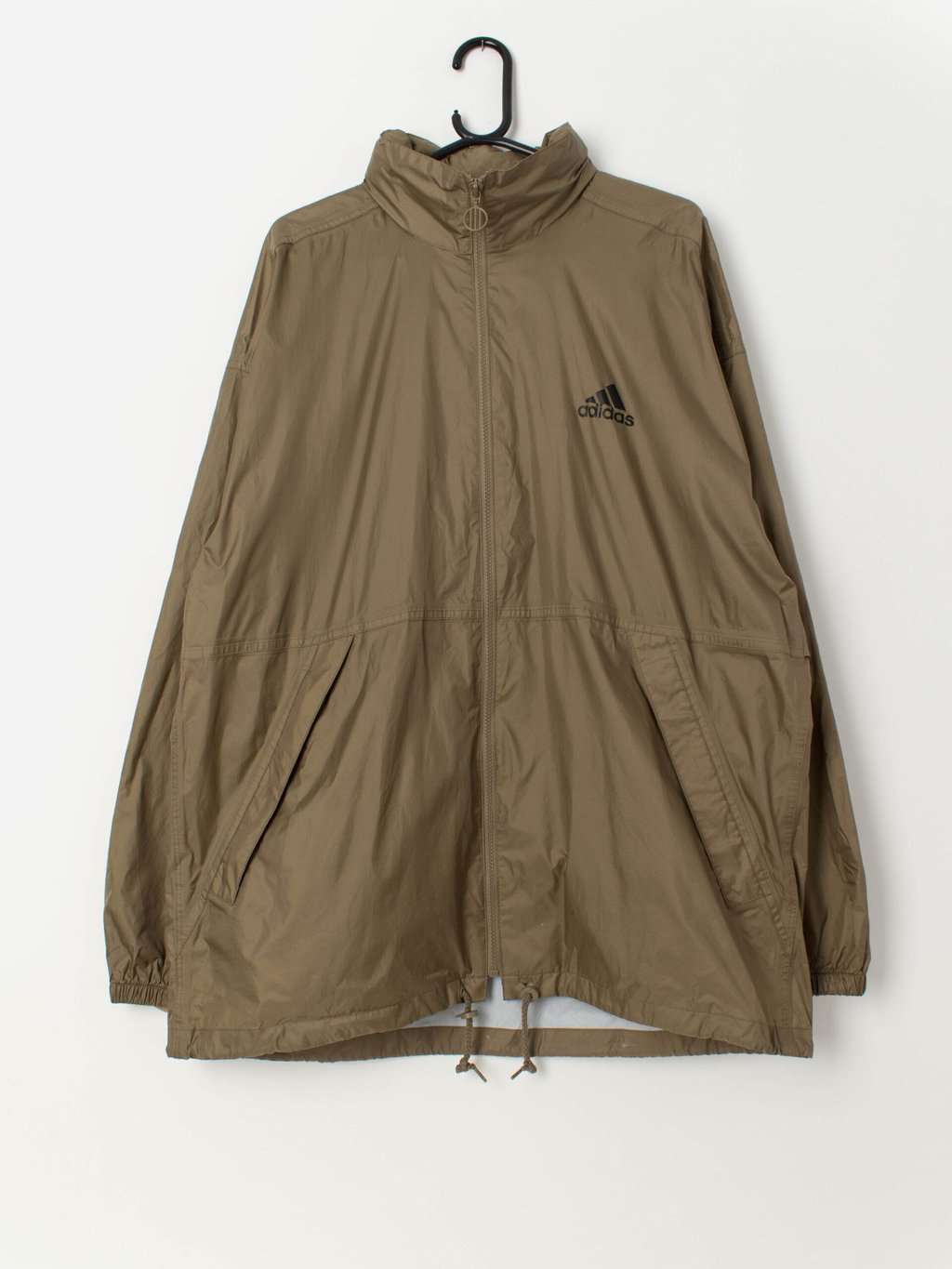 90s vintage Adidas windbreaker rain jacket in teal and khaki brown - Large / XL