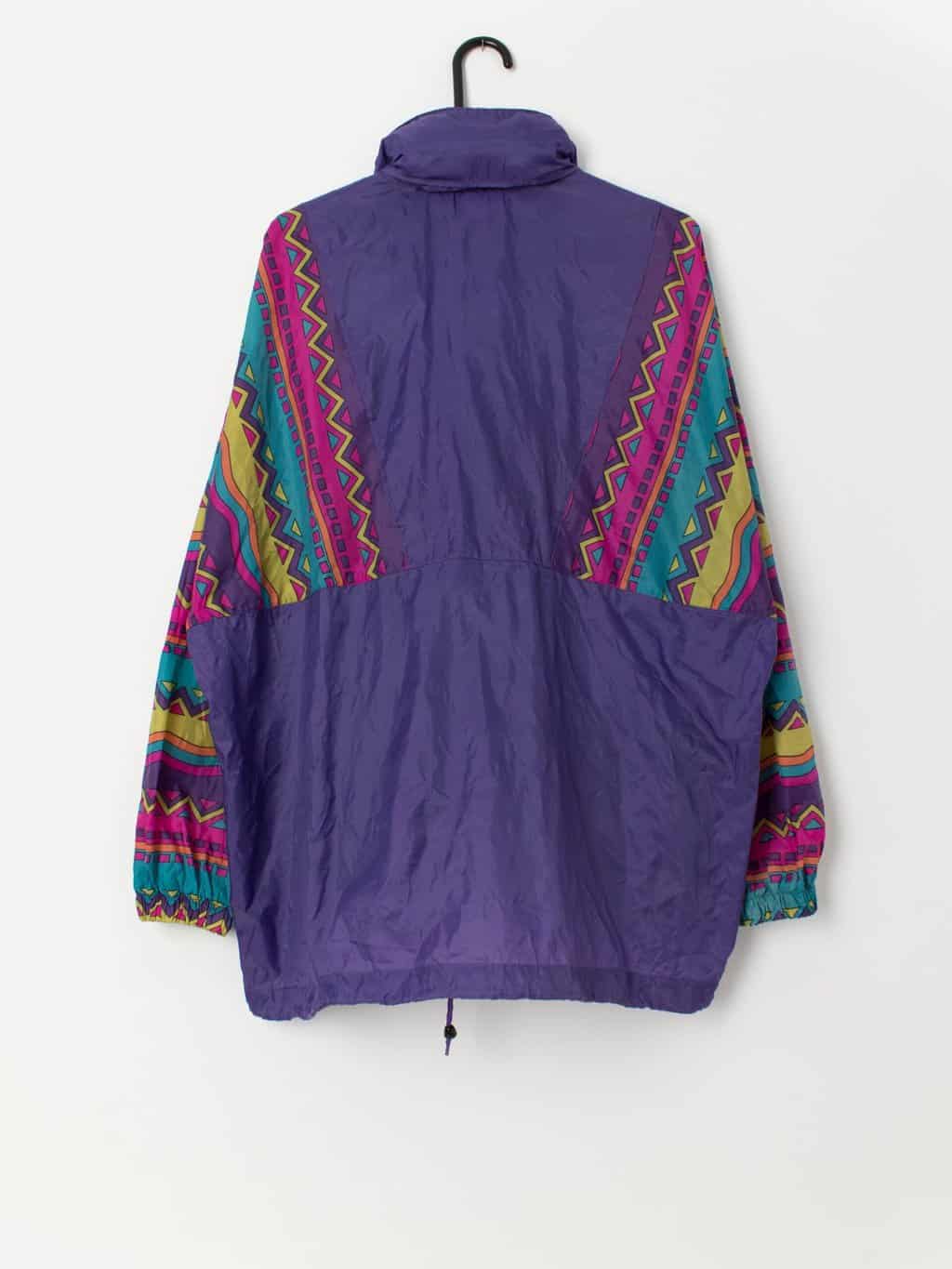 Vintage Etirel colourful rain jacket / windbreaker in purple - XL - Image 3