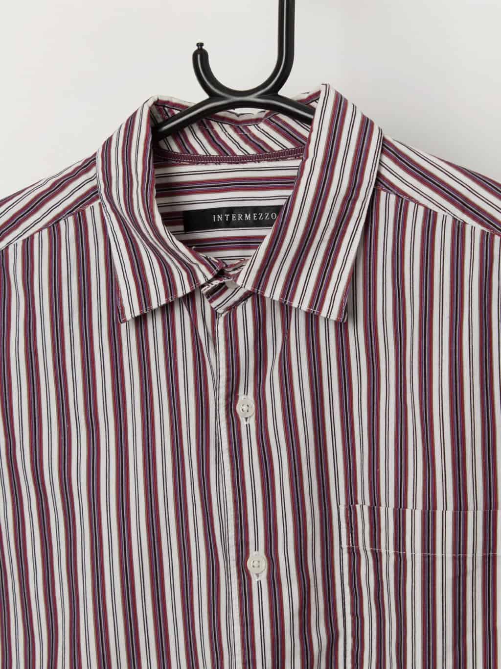 Vintage corduroy striped shirt in white, red and purple - Medium - Image 2