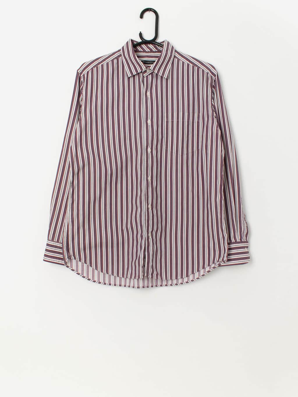 Vintage corduroy striped shirt in white, red and purple - Medium