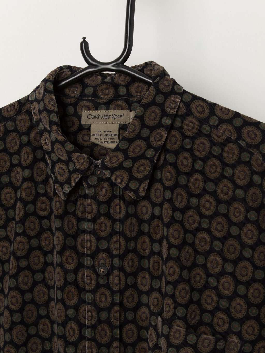 Vintage Calvin Klein Sport patterned fine cord shirt - L - Image 2