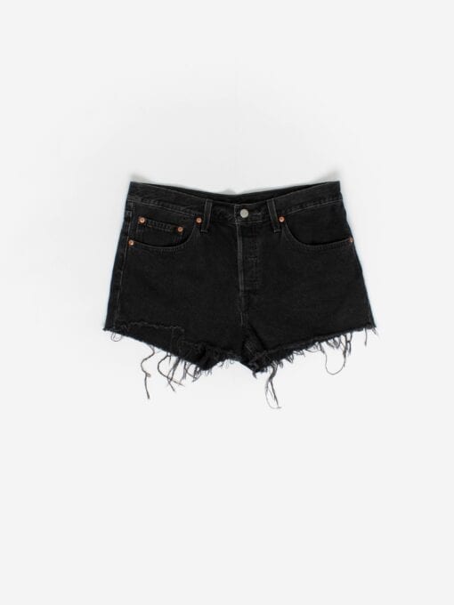 Levis 501 cut off short shorts in stonewashed black - L