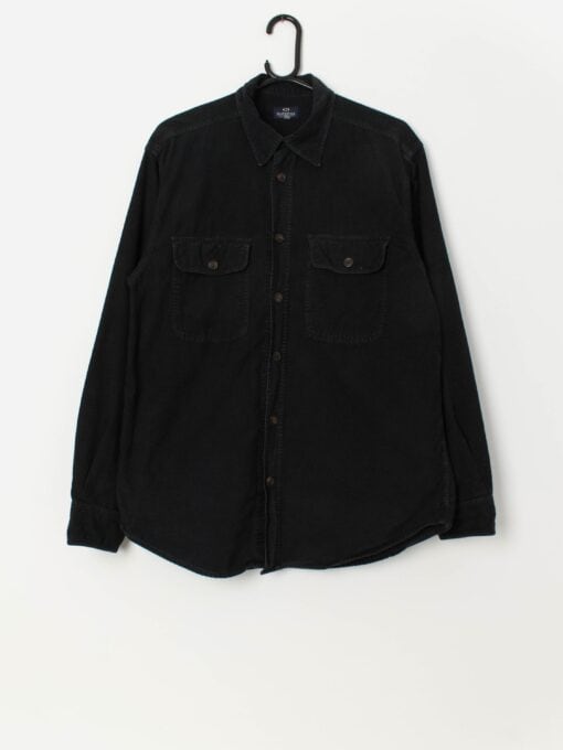 Vintage Superga corduroy shirt in black with two chest pockets - Medium