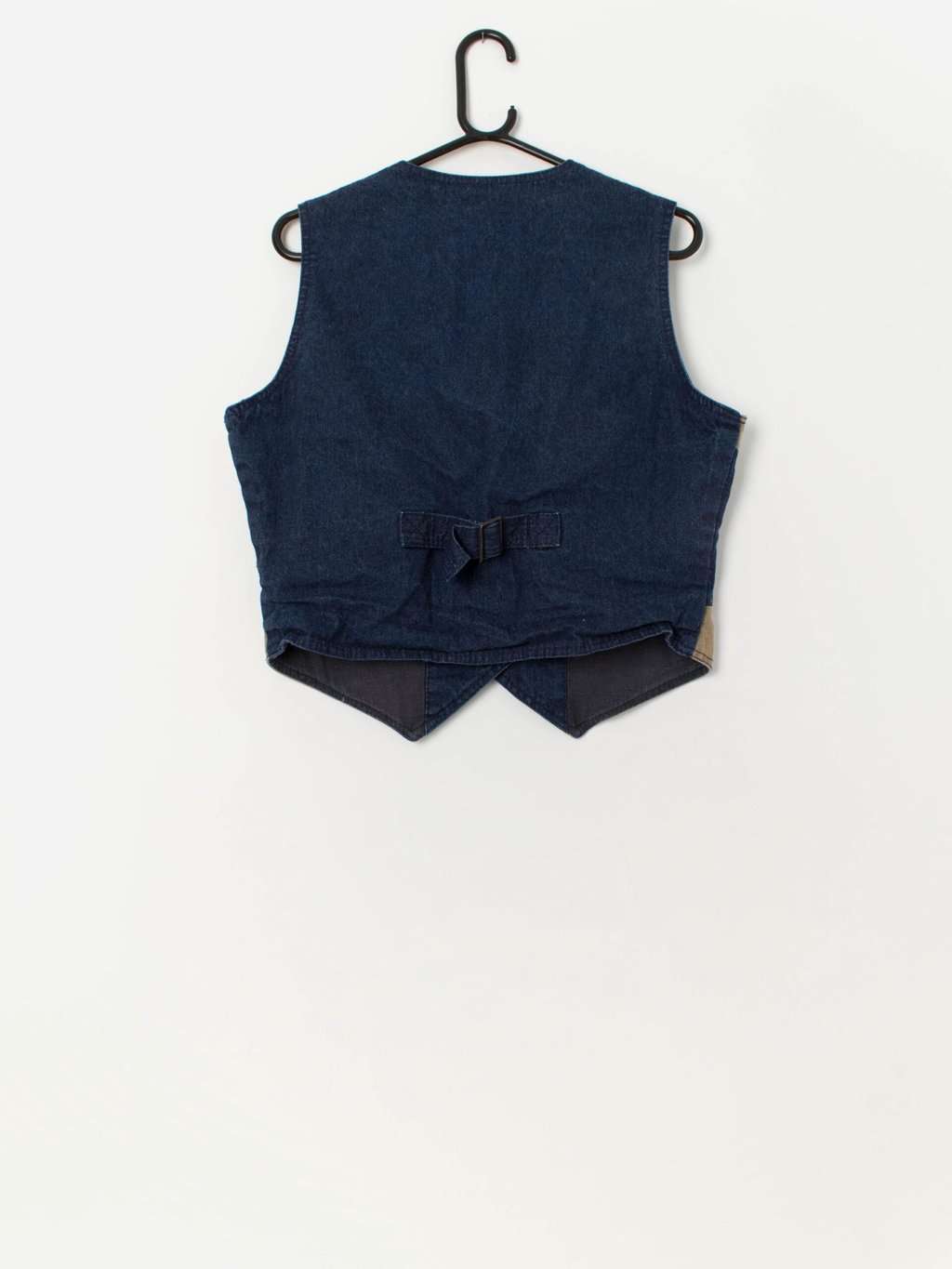 90s vintage denim patchwork vest waistcoat - Large - Image 3