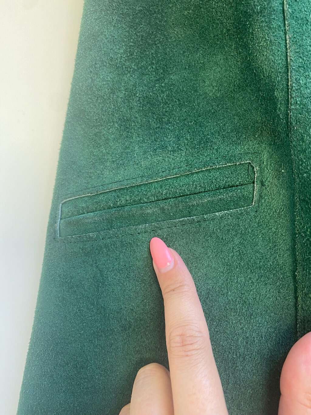 70s vintage suede long vest in forest green - Large - Image 4