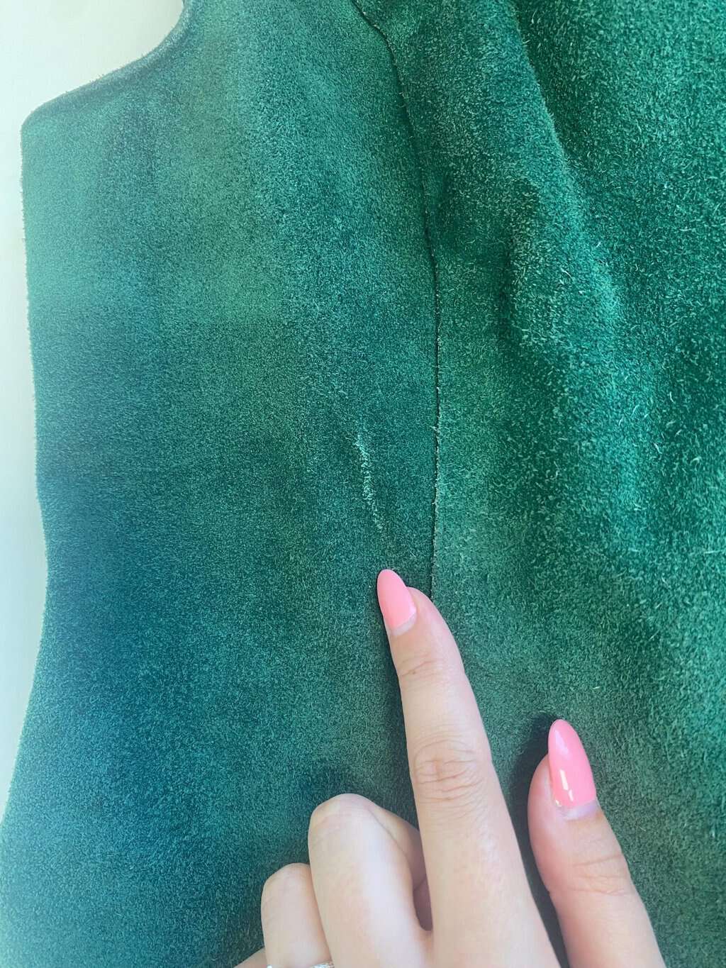 70s vintage suede long vest in forest green - Large - Image 5