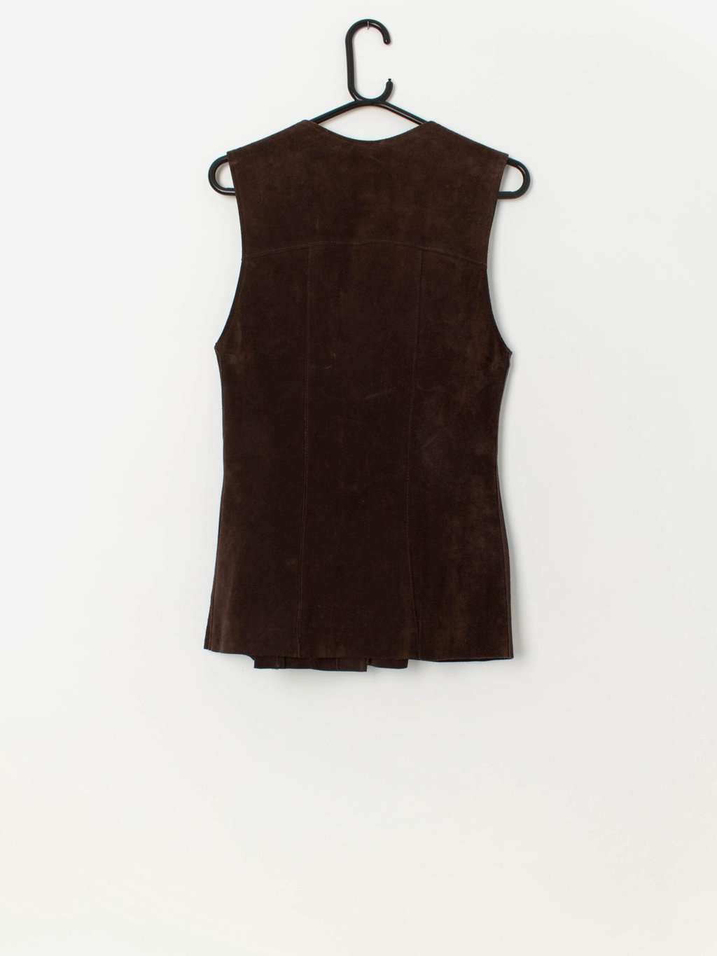 70s vintage long suede vest in brown with frill detail - Medium / Large - Image 3