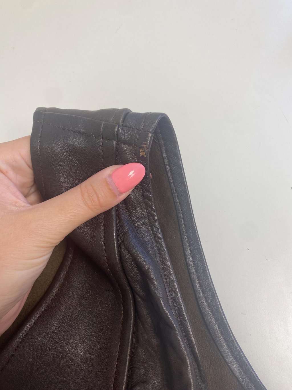 1960s vintage brown leather vest with belt and zip closure - Small - Image 6