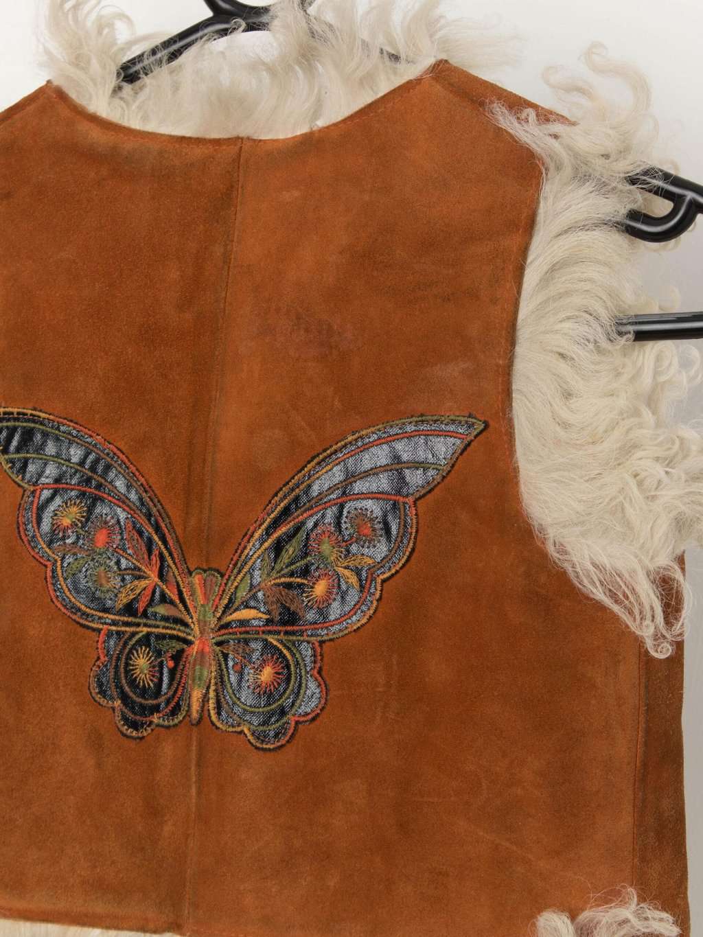 Rare 70s vintage suede sheepskin vest, made in France - 2XS / XS - Image 7