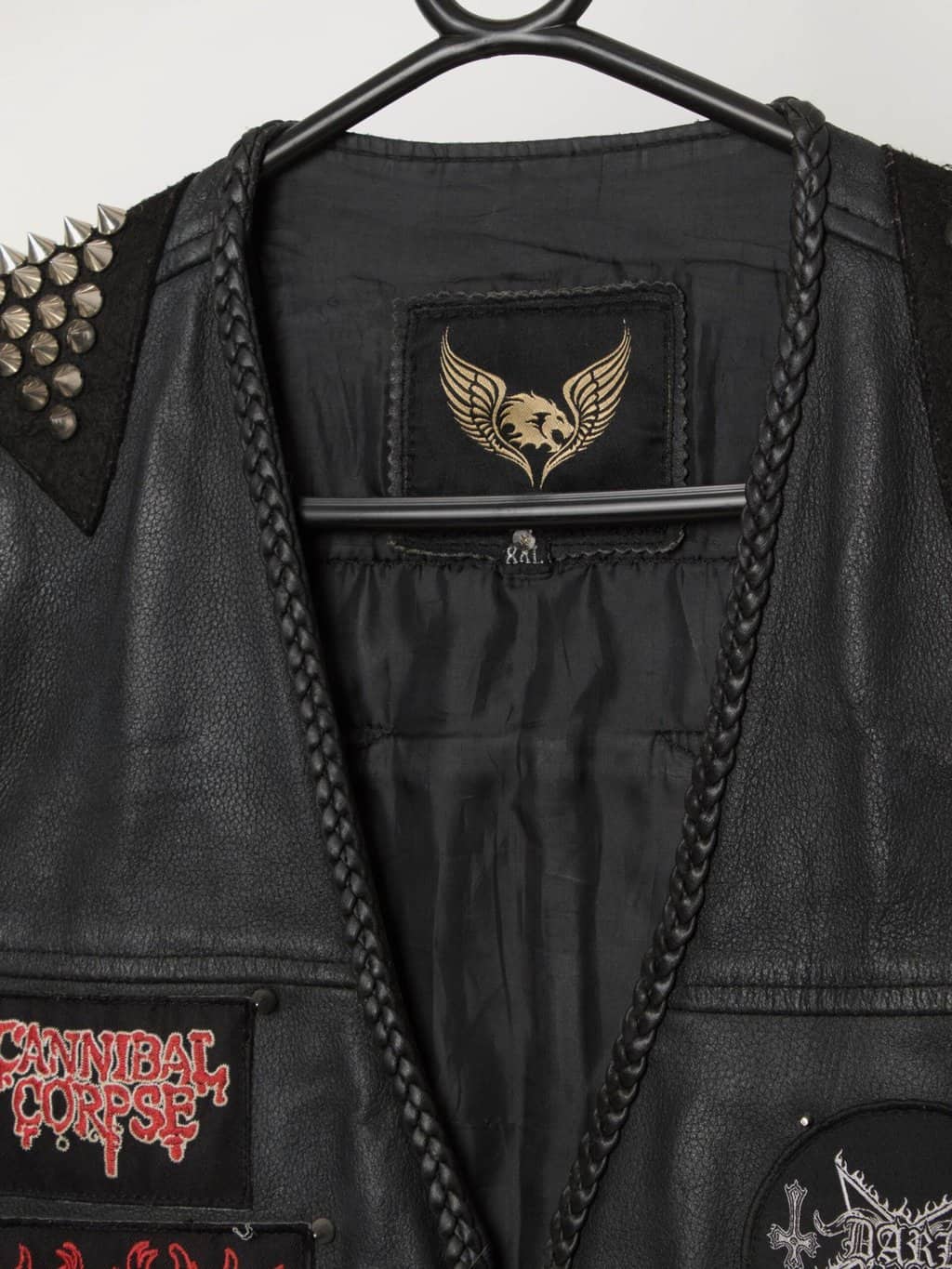 Leather Jacket Rock Patches For Jackets Black Pu Leather Vest Punk