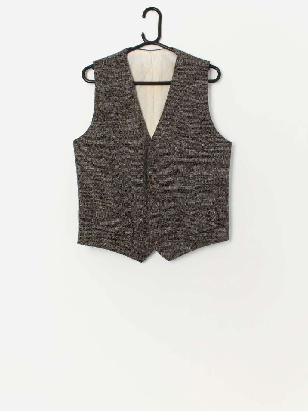 Men's vintage wool waistcoat with pockets - Medium