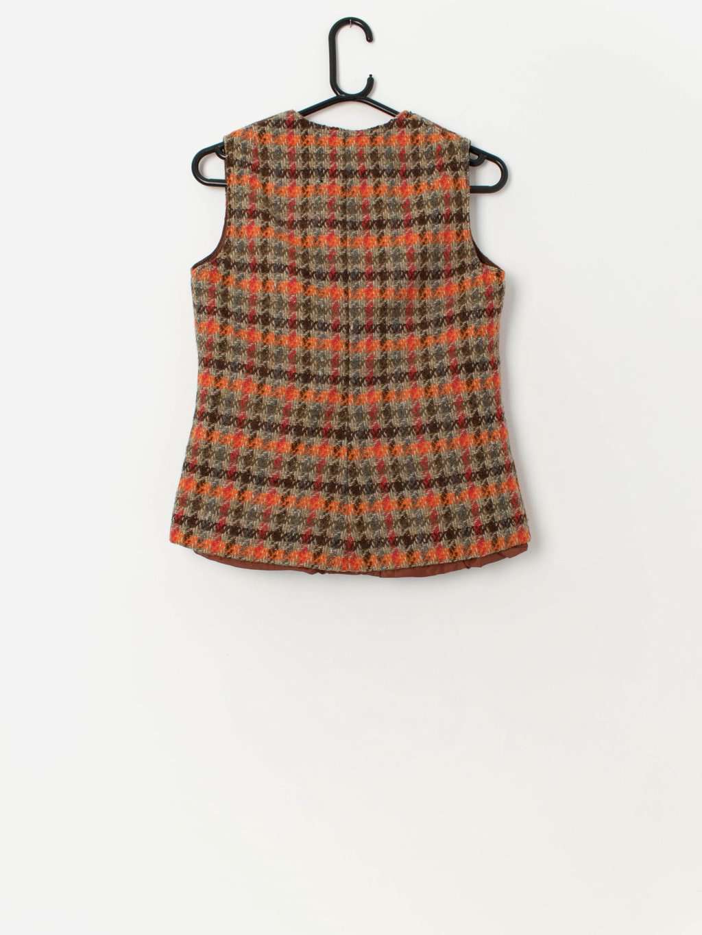 60s vintage zip front wool woven vest in autumn colours - Small - Image 3