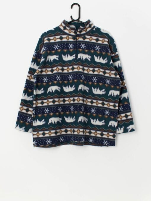 90s vintage polar bear fleece, made in Canada - Medium