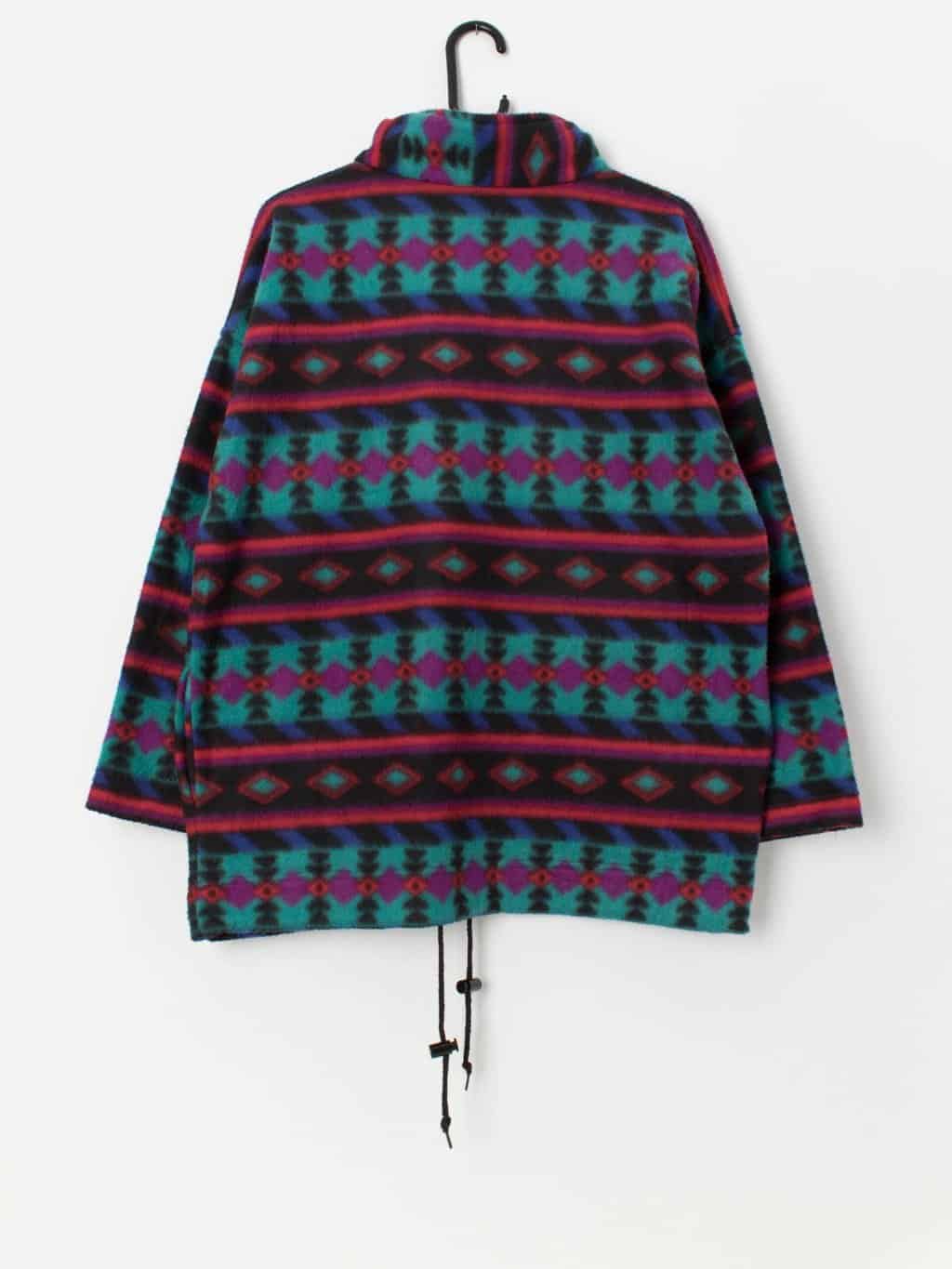 Vintage bright crazy pullover fleece, quarter zip - Large - Image 3