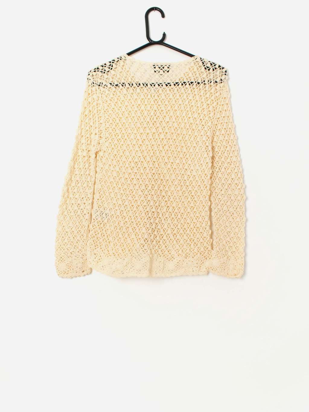 Y2K vintage Monsoon crochet cardigan in cream - Small - Image 3