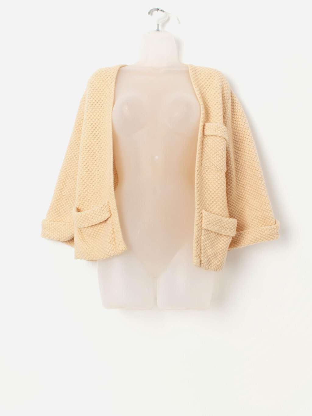 1960s vintage Seaspun wool knitted cardigan in cream, handmade - Small