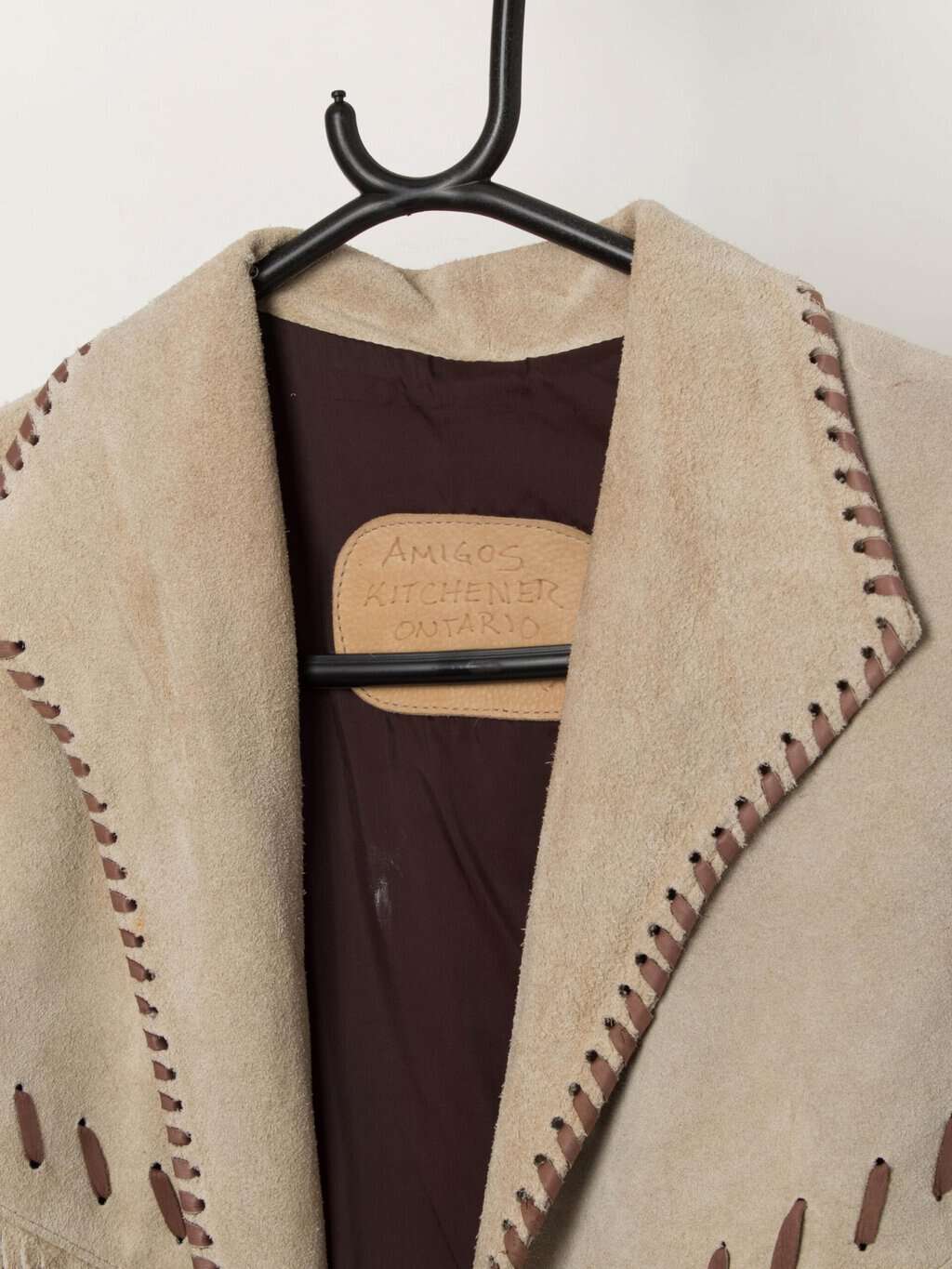Vintage suede fringed jacket with snap button closure - Large / XL - Image 2